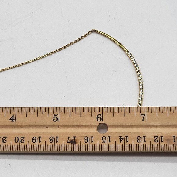 Stella & Dot Gold Tone Rhinestone Crescent Bar Pendant Necklace - Picture 8 of 12
